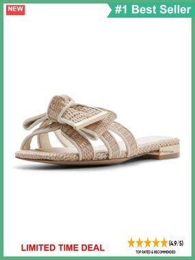 Leather Bow Flat Sandals Slip On Padded Insole